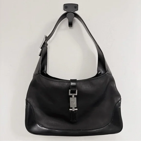 Gucci by Tom Ford Jackie Black Leather Minimalist Shoulder Bag Vintage 90s - Picture 2 of 8